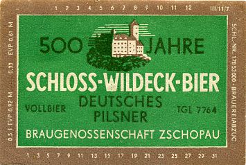 Schloss-Wildeck-Bier, Deutsches Pilsner, Braugenossenschaft Zschopau