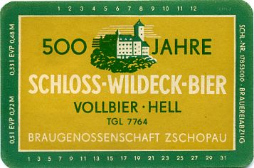 Schloss-Wildeck-Bier, Vollbier Hell, Braugenossenschaft Zschopau